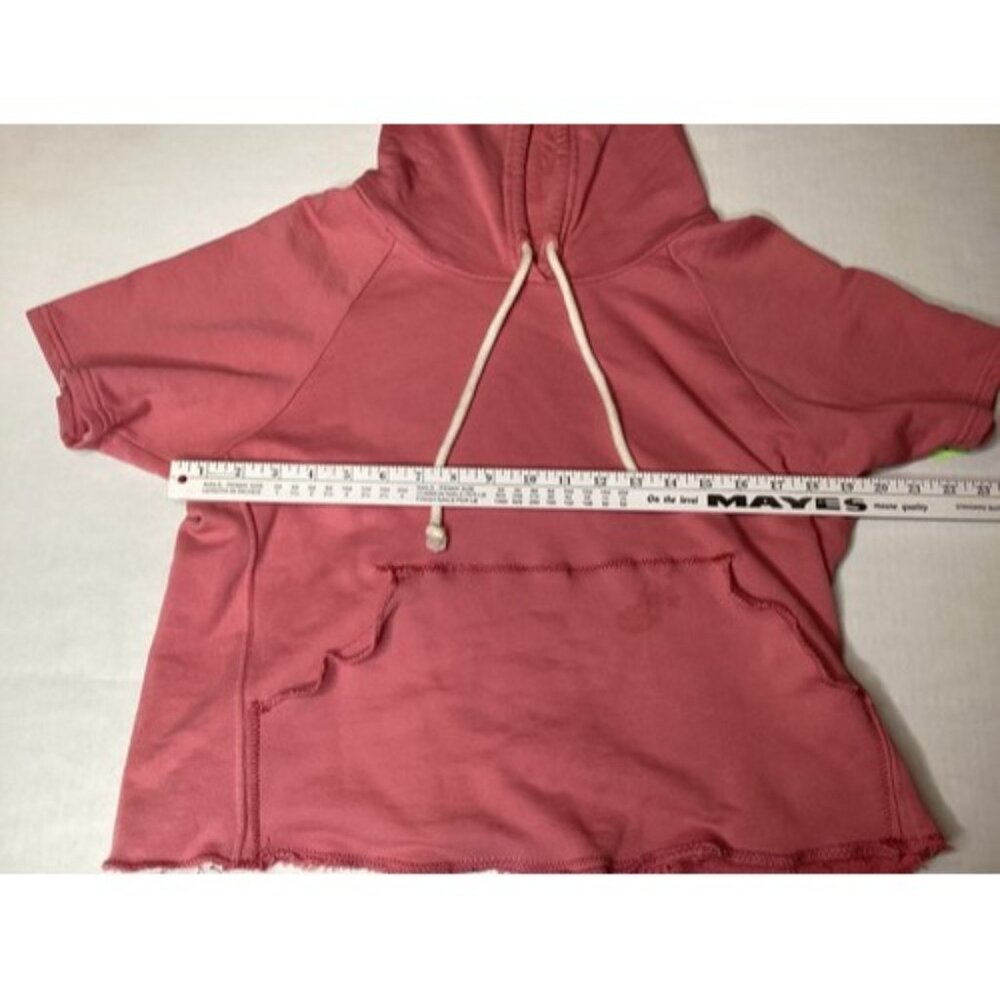 Pact Hoodie Pink Short Sleeve Cropped Large Kangaroo Pocket Organic Cotton READ - Picture 4 of 7